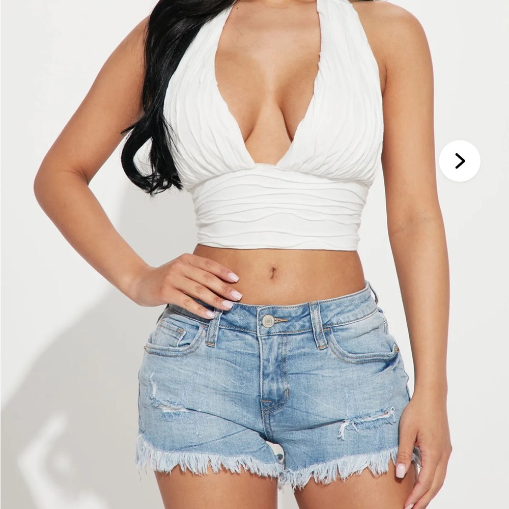 White Halter Neck Women Top
